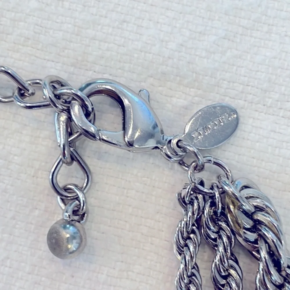 Chicos triple strand graduated size silver tone braided twisted chain